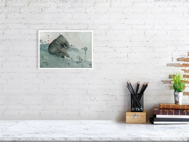 A4 giclée print of Elephant from The Big Question by illustrator Carll Cneut