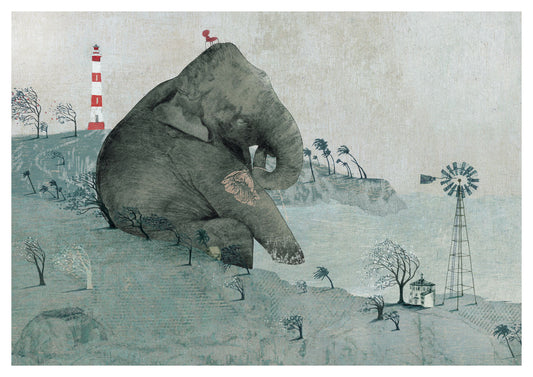 High-quality giclée print of Elephants from the picture book The Big Question by illustrator Kaatje Vermeire, available in A2, A3 and A4.